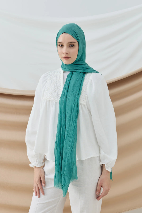 Düz Bambu Şal - Mint Yeşili