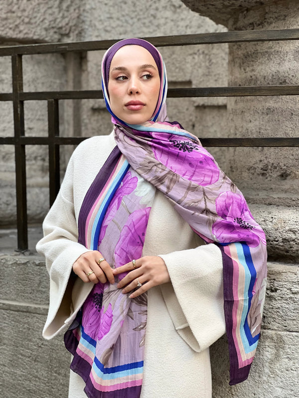 Margarit Desen Bambu Şal - Mürdüm