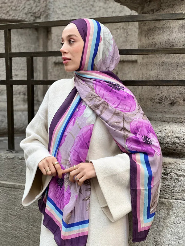 Margarit Desen Bambu Şal - Mürdüm