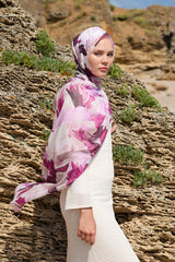 Aya Serisi Desenli Şal - Pembe