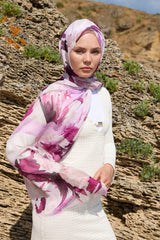 Aya Serisi Desenli Şal - Pembe