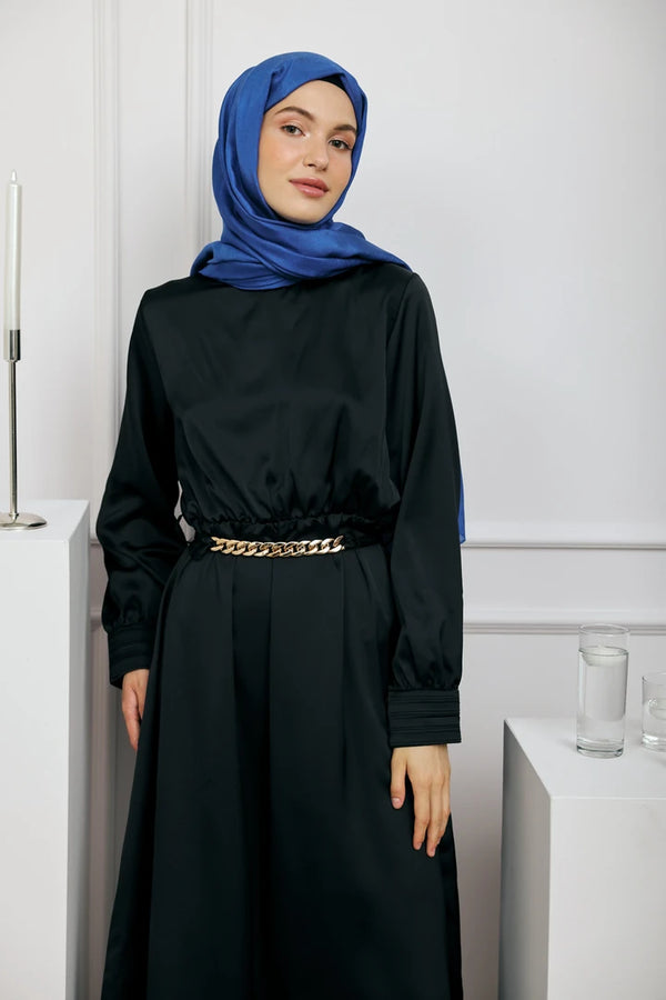 Düz Monogram Şal - Saks Mavisi