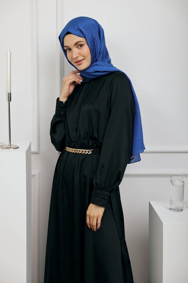 Düz Monogram Şal - Saks Mavisi