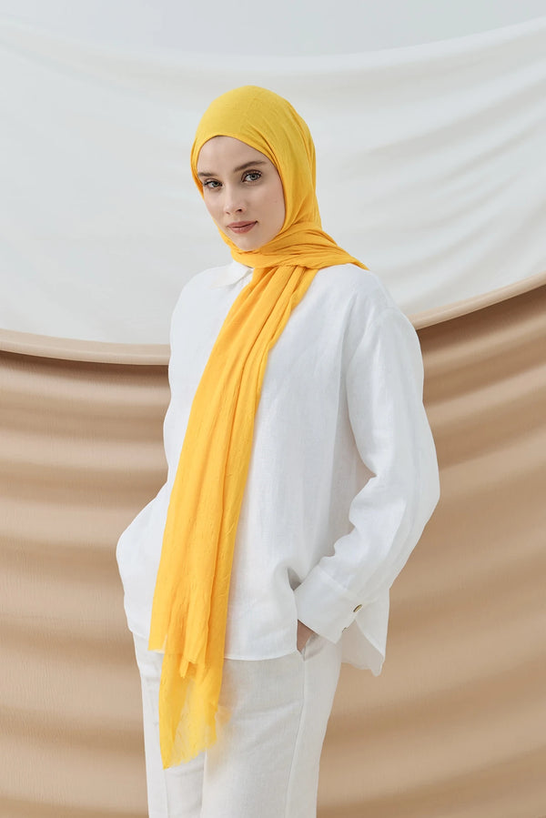 Düz Bambu Şal - Sarı