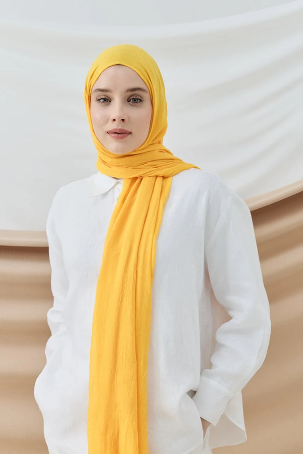 Düz Bambu Şal - Sarı