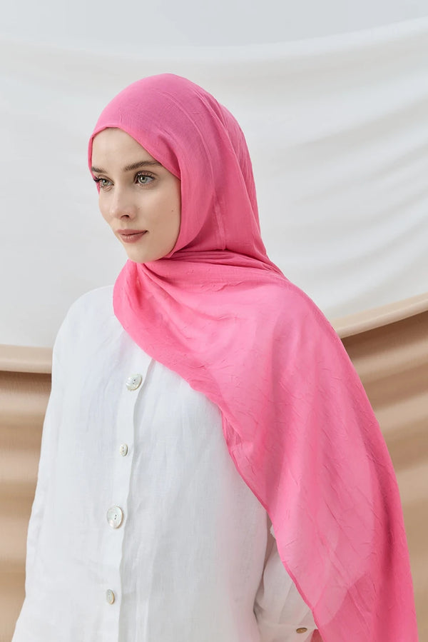 Düz Bambu Şal - Şeker Pembe