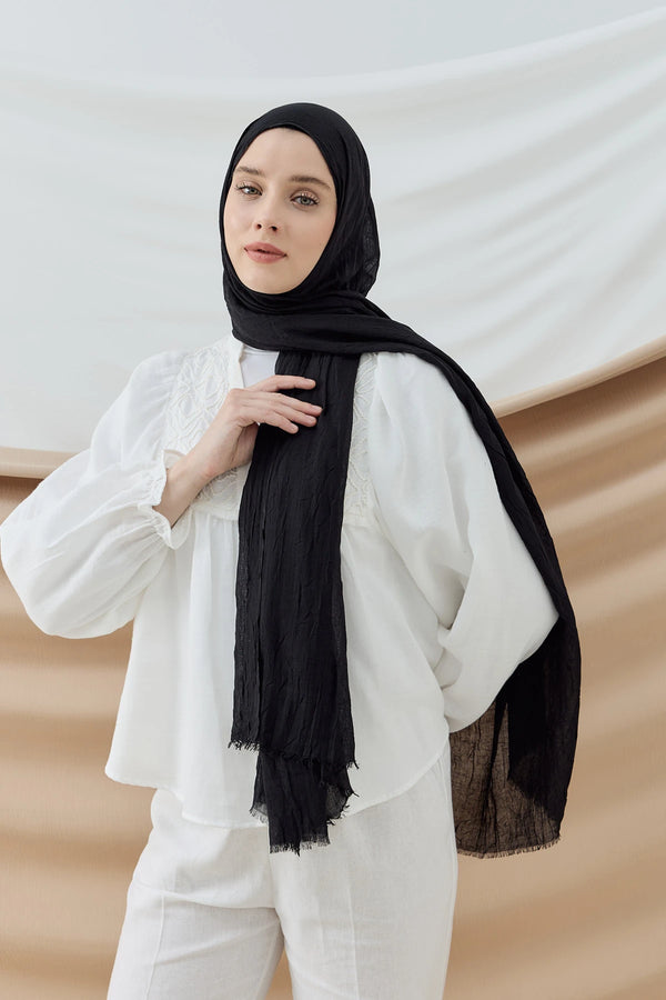 Düz Bambu Şal - Siyah
