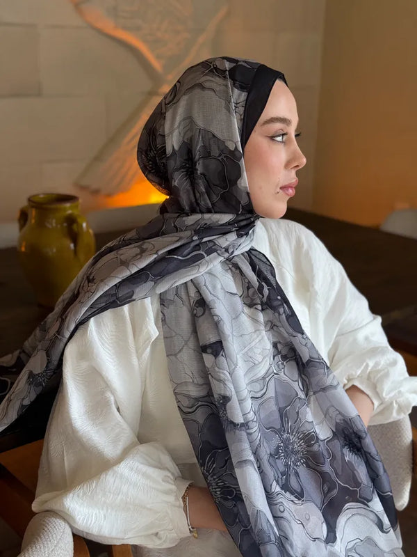 Lina Desenli Şal - Siyah