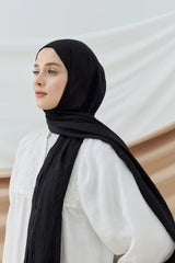 Düz Bambu Şal - Siyah