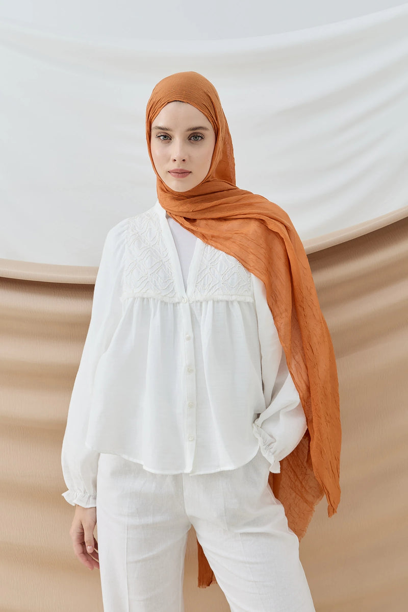 Düz Bambu Şal - Soft Turuncu
