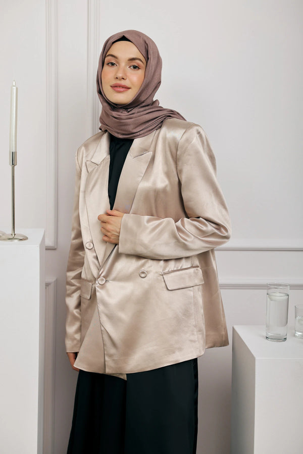 Düz Monogram Şal - Tozlu Kahve