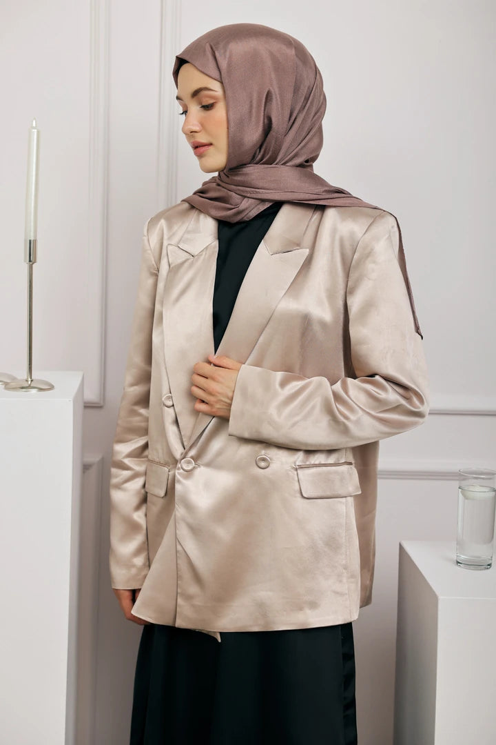 Düz Monogram Şal - Tozlu Kahve