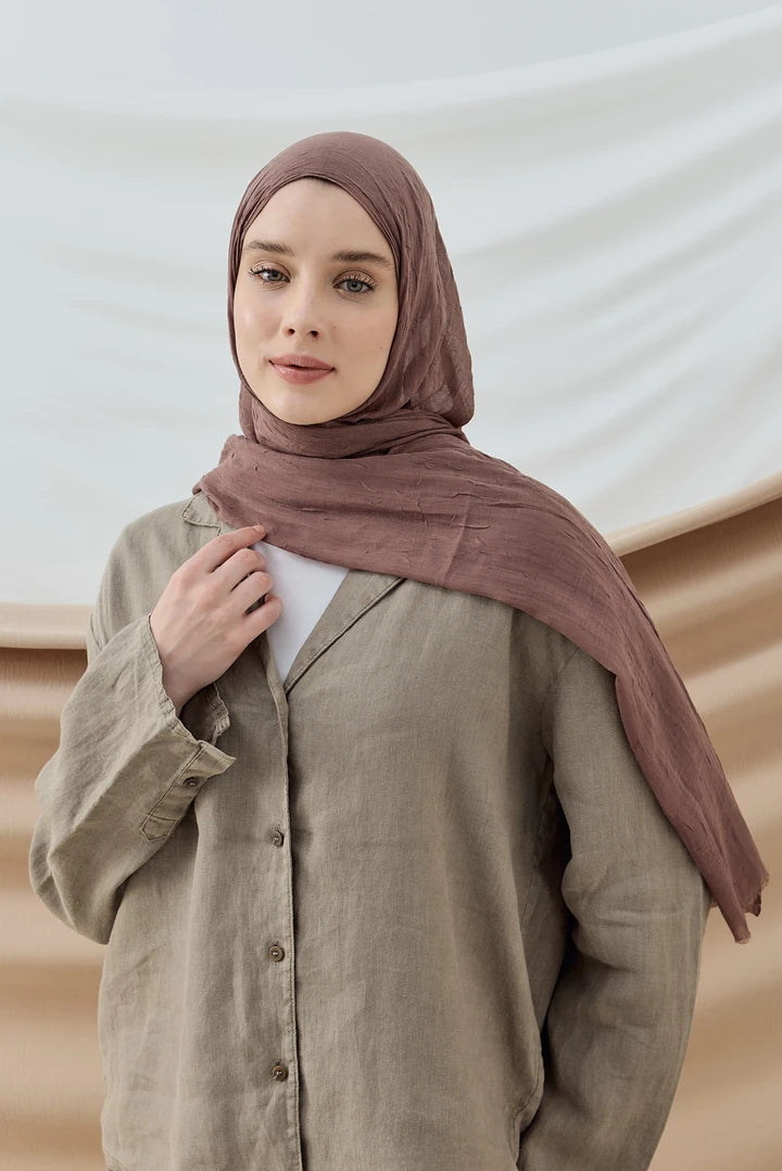 Düz Bambu Şal - Tozlu Kahve