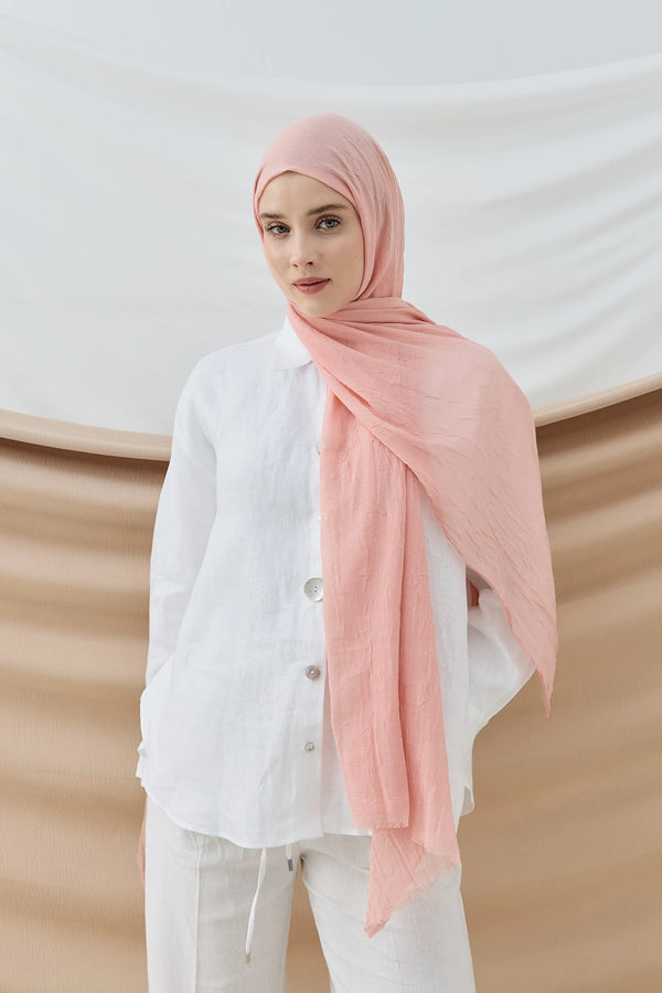 Düz Bambu Şal - Toz Pembe