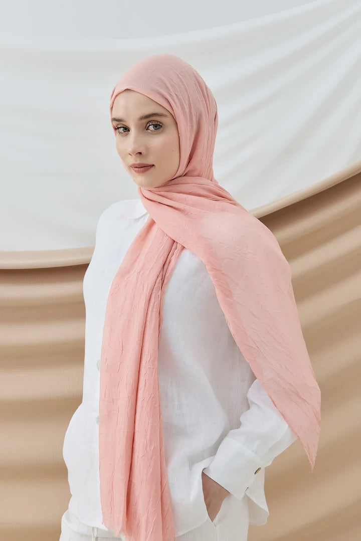 Düz Bambu Şal - Toz Pembe