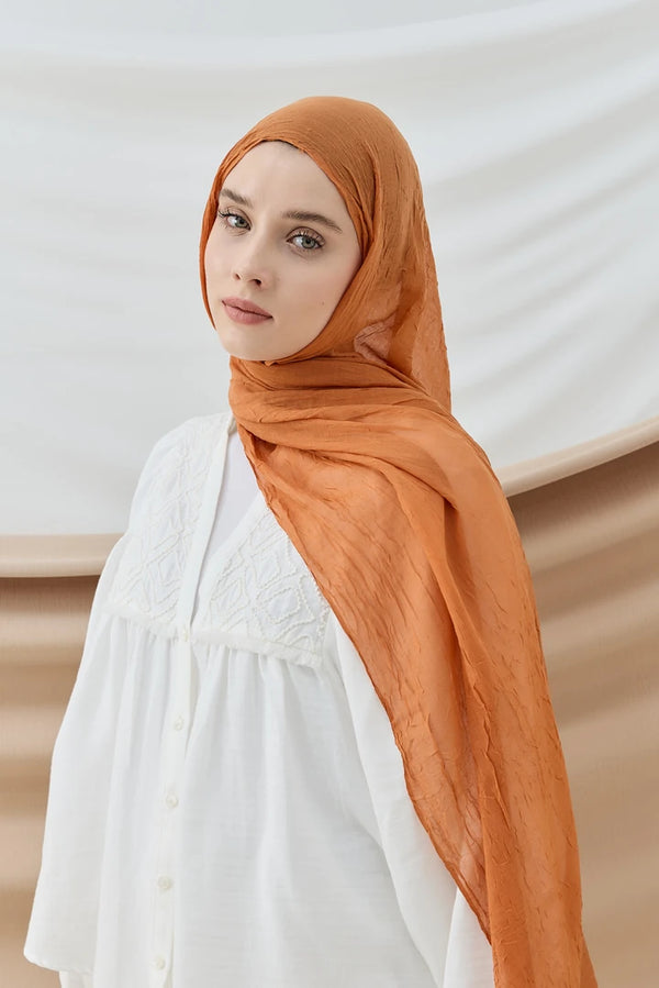 Düz Bambu Şal - Soft Turuncu