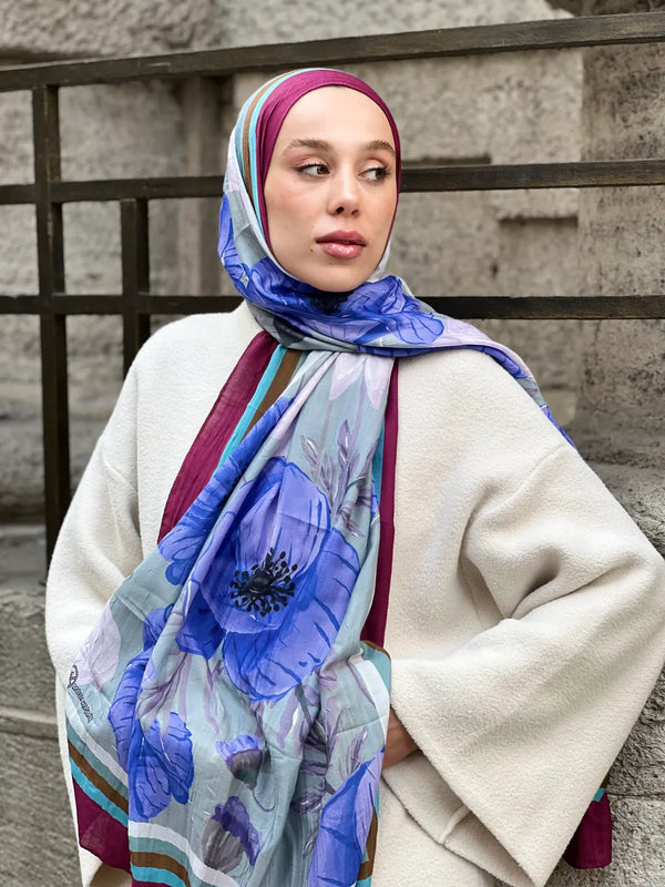 Margarit Desen Bambu Şal - Vişne