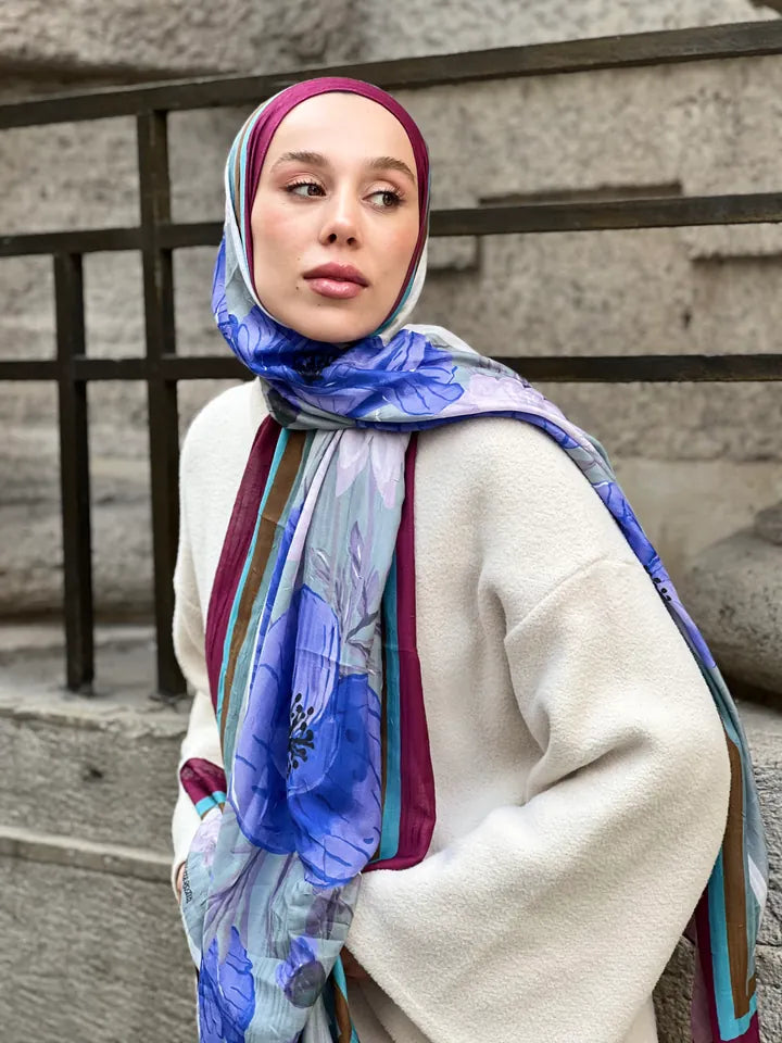Margarit Desen Bambu Şal - Vişne