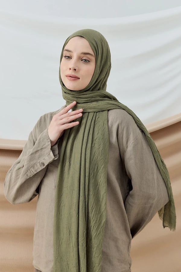 Düz Bambu Şal - Yeşil Çay