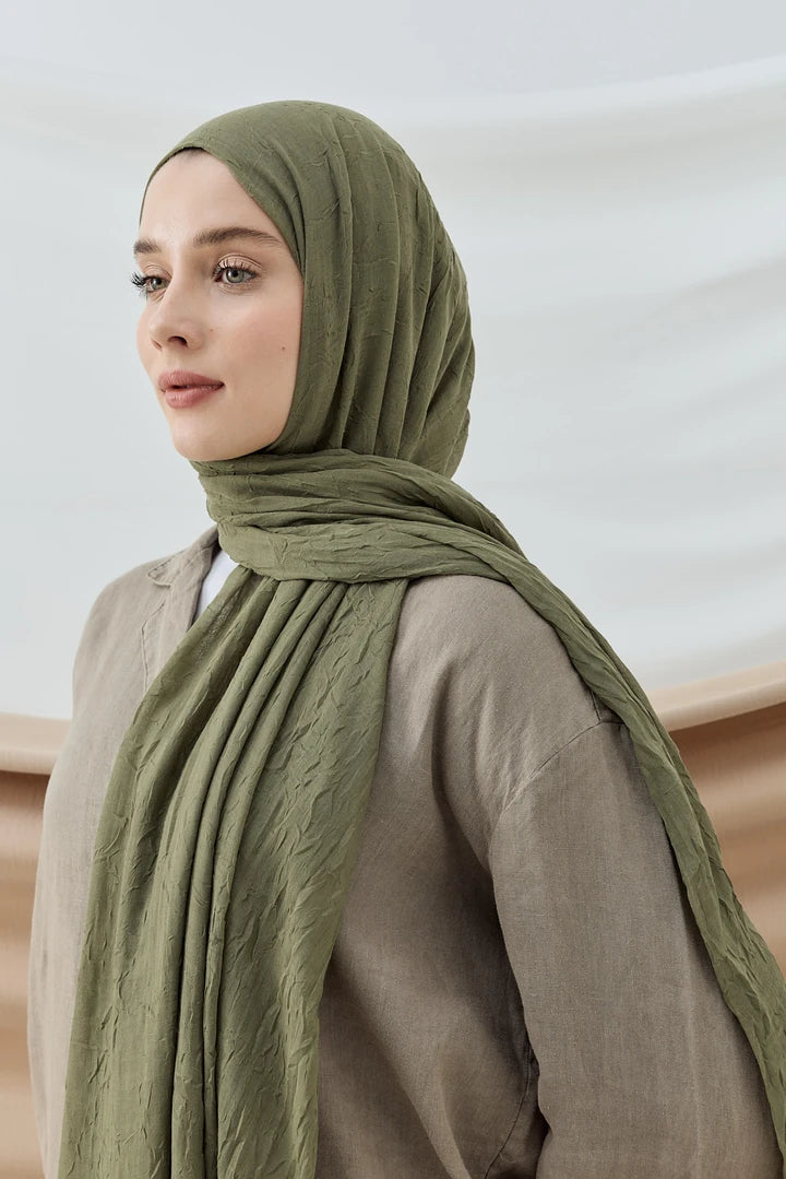 Düz Bambu Şal - Yeşil Çay
